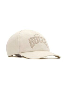 Gucci Embroidered Cotton Baseball Cap Ivory L 59cm 817455